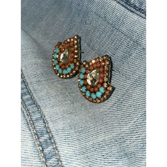 Vintage Art Deco Czech Crystal Abstract Earrings - Picture 4 of 12